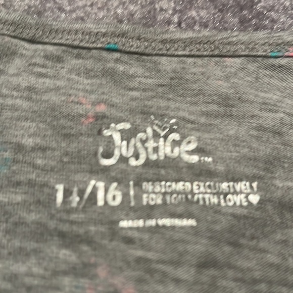 Justice brand tank top with unicorns.  60% cotton and 40% polyester. - Picture 2 of 3